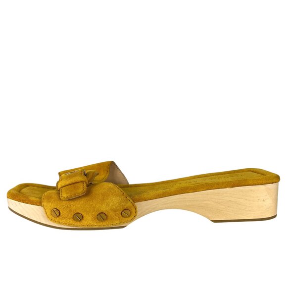 Veronica Beard Davina Suede Slip-On Sandals in Saffron Yellow Leather Size 8 - Picture 5 of 12